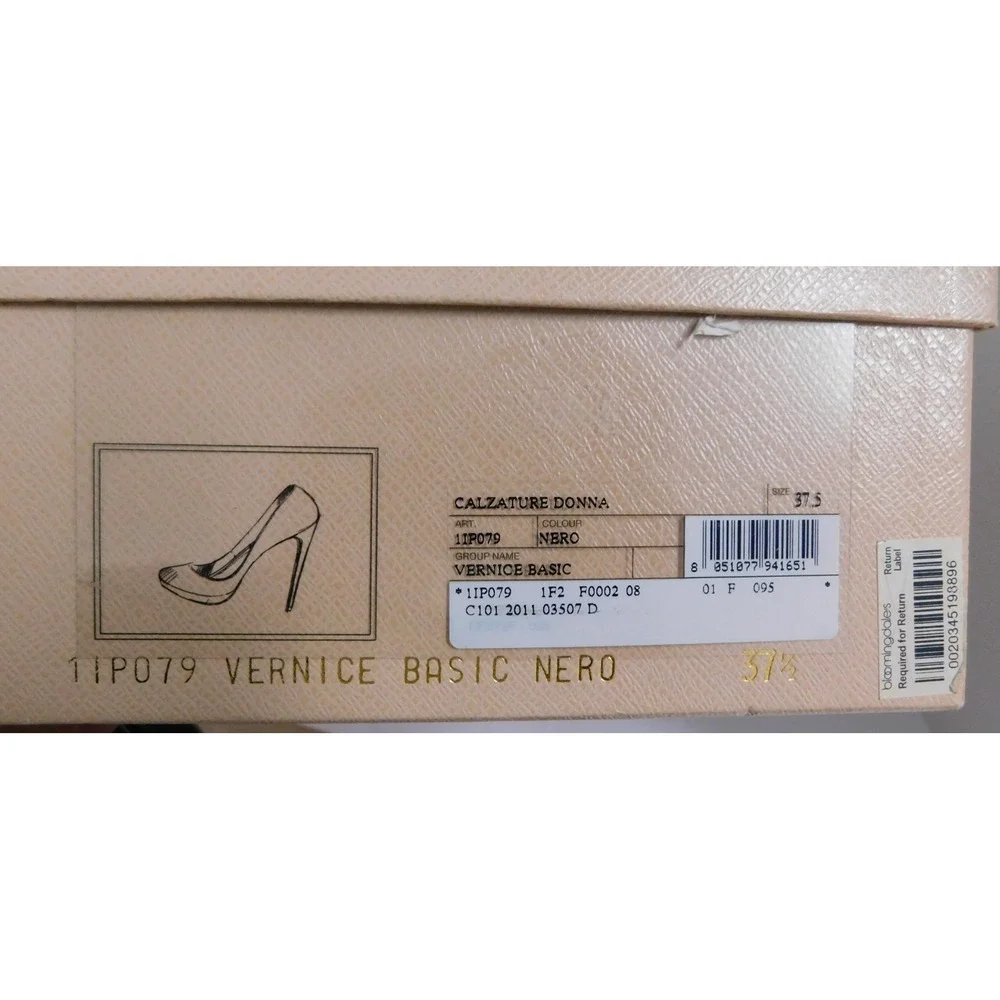 Prada Calzature Donna Black Patent Leather Platform Pumps sz 37.5 w/Box